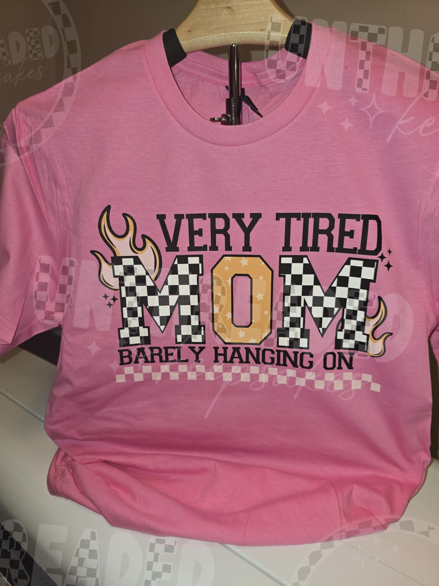 Very Tired Mom Tee – Pink (Small)