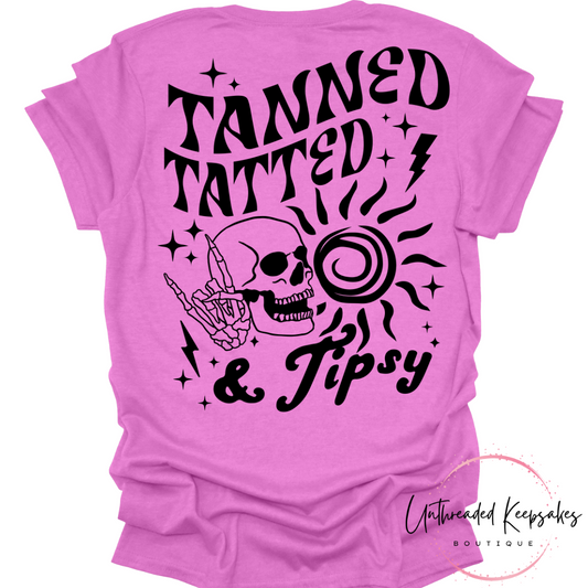 Tatted Tanned Tipsy Graphic T-Shirt