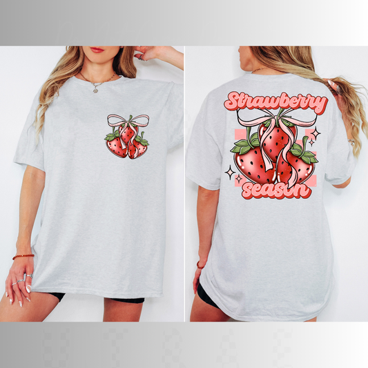 Strawberry Season Cute Womens Graphic T-Shirt