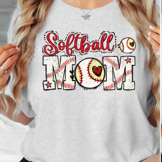 Softball Mom Cute Womens Graphic T-Shirt