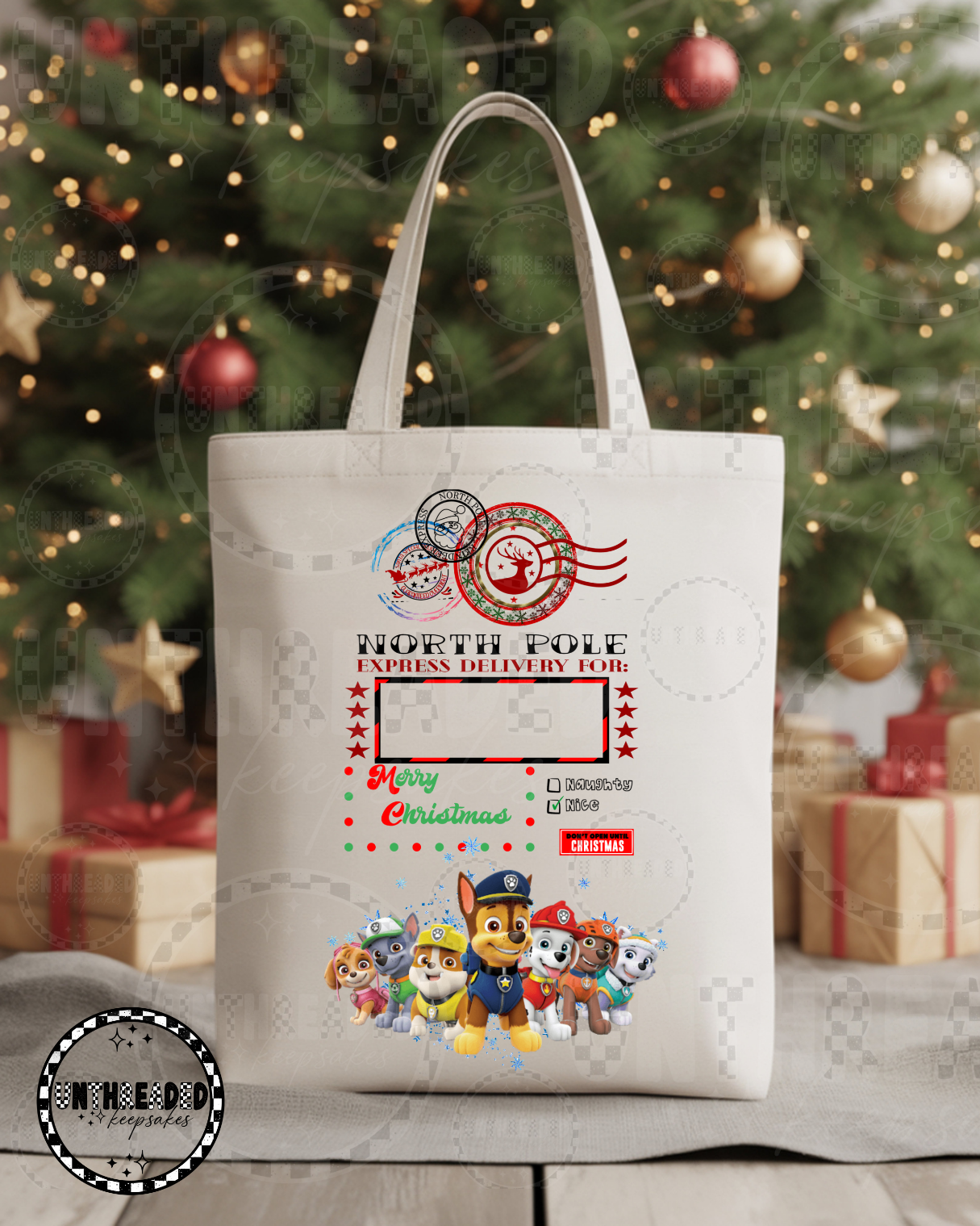 Paw Patrol Holiday Canvas Tote Bag