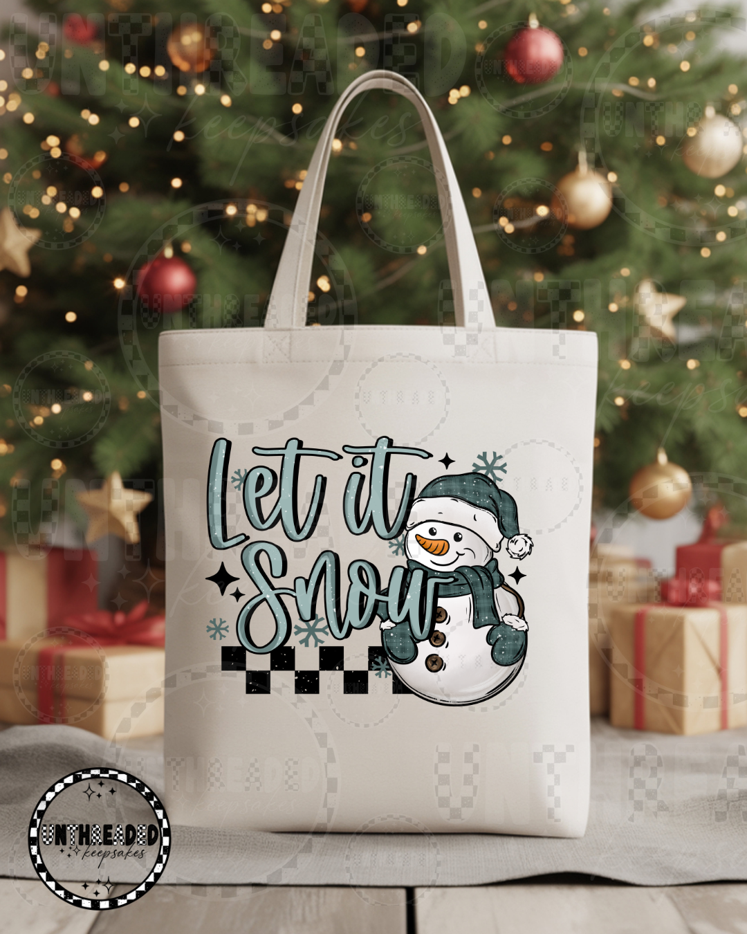 ๐ Let It Snow Snowman Tote Bag โ๏ธ | Teal Winter Edition