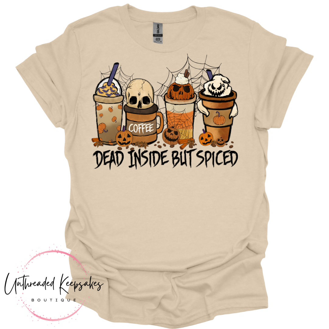 Dead Inside But Spiced Cute Halloween Graphic T-Shirt