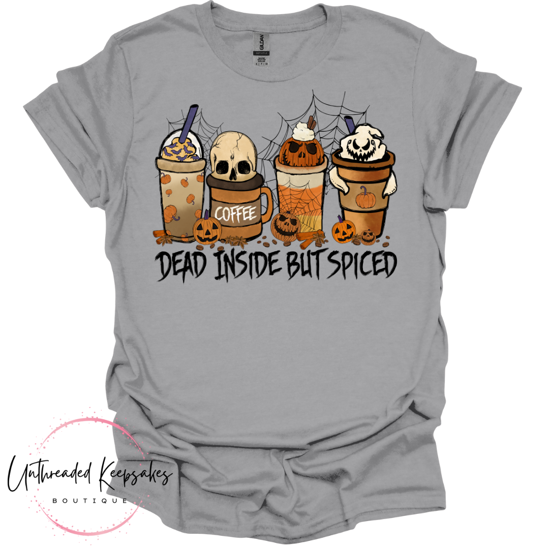 Dead Inside But Spiced Cute Halloween Graphic T-Shirt