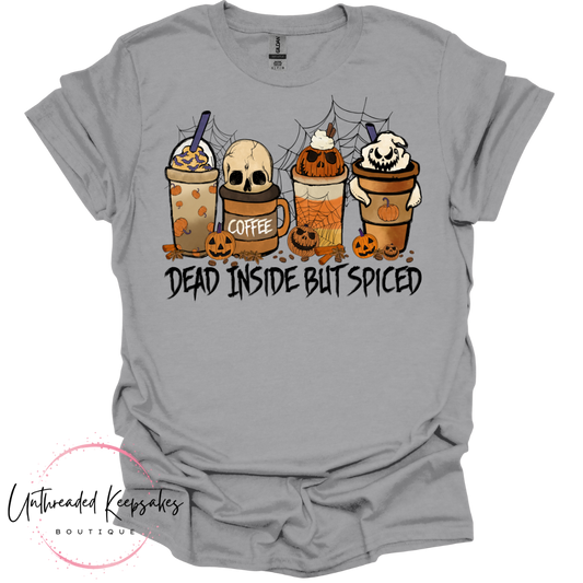 Dead Inside But Spiced Cute Halloween Graphic T-Shirt