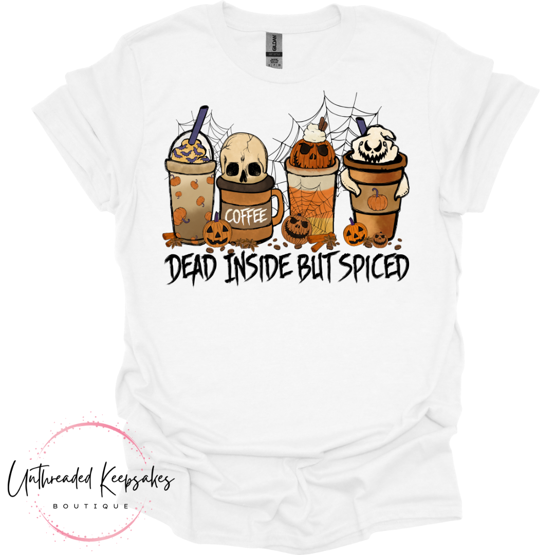 Dead Inside But Spiced Cute Halloween Graphic T-Shirt