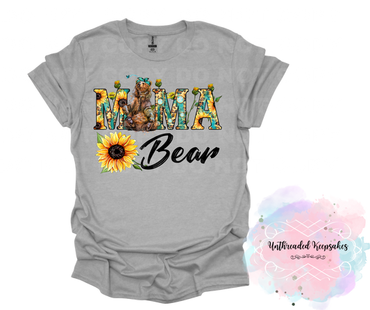 Mama Bear Sunflower Cute Graphic T-Shirt