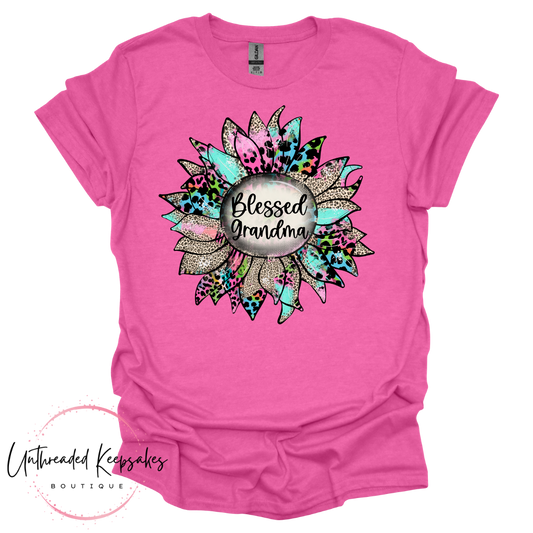 Blessed Grandma Pretty Sunflower Graphic T-Shirt