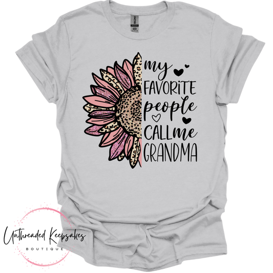 My Favorite People Call Me Grandma Sunflower Graphic T-Shirt
