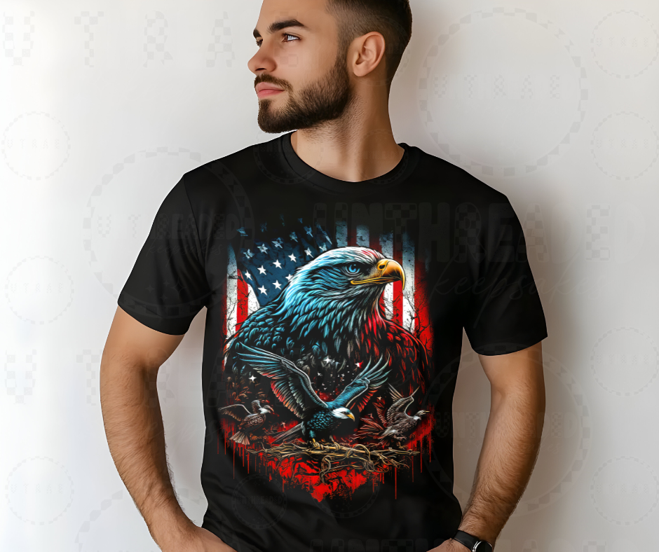 American Bald Eagle Patriotic Graphic Tee – USA Flag Freedom Shirt