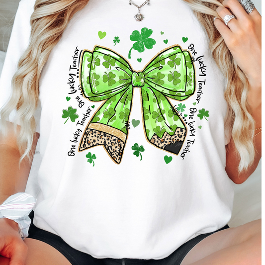 Lucky Teacher St Pattys Day Womens Graphic T-Shirt
