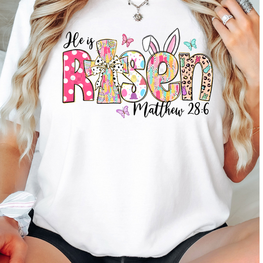 He's Risen Cute Easter Womens Graphic T-Shirt