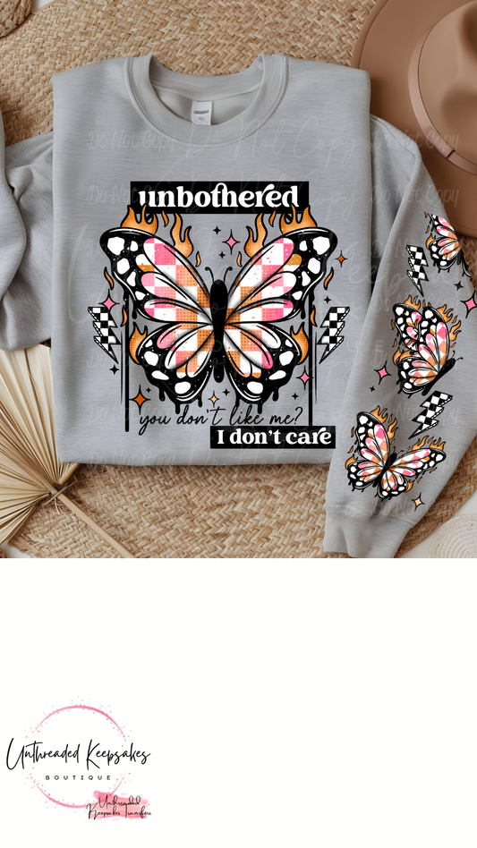 Unbothered Checkered Butterflies Cute Women's Graphic Crewneck