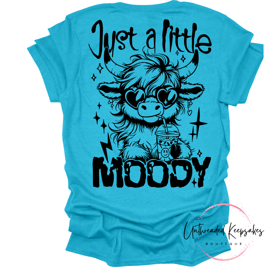 Just a Little Moody Highland Cow Graphic T-Shirt