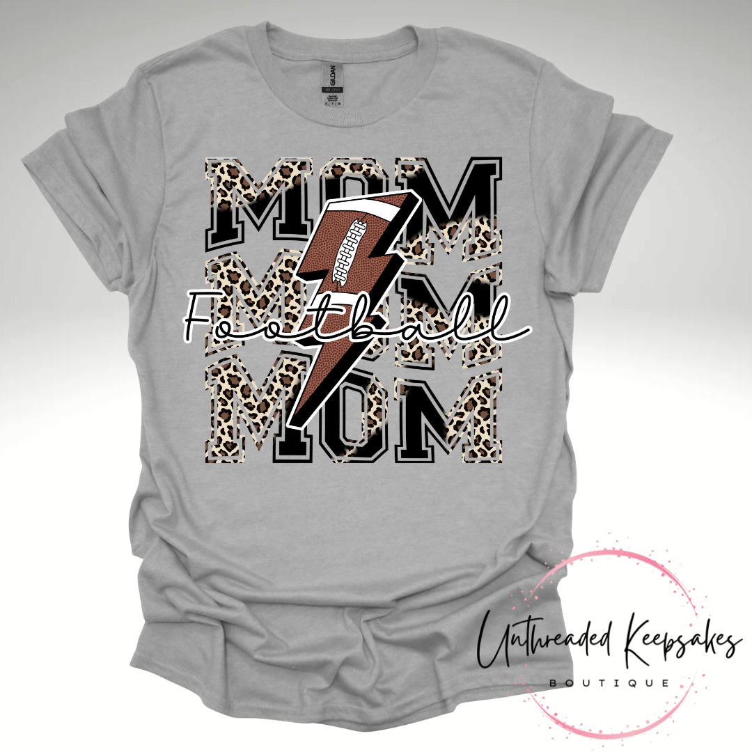 Football Mom Leopard Print Graphic T-Shirt