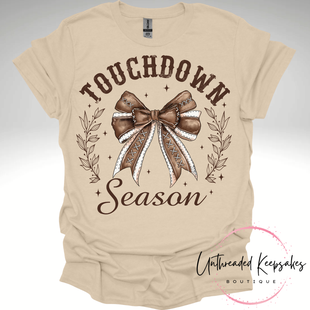 Touchdown Season Cute Bow Graphic T-Shirt