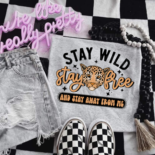 Stay Wild Stay Free Leopard Graphic Tee – Bold Statement Shirt