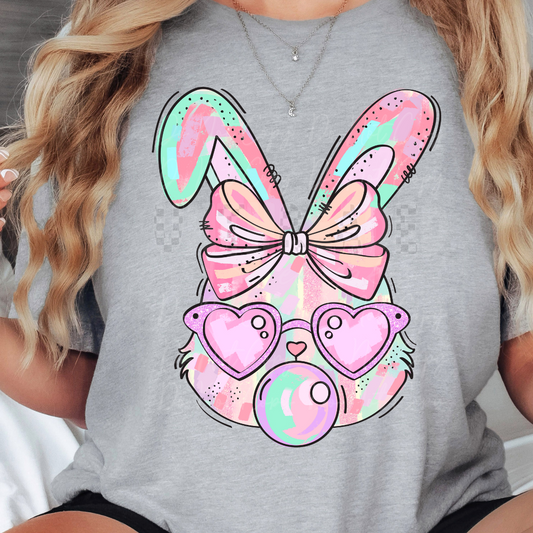 Bunny Bubble Gum Cute Easter Womens Graphic T-Shirt