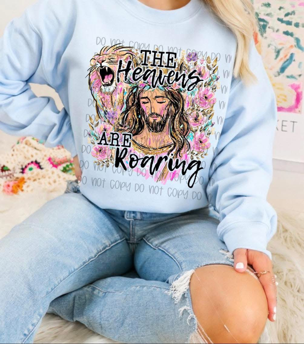 The Heavens Are Roaring Jesus Floral Crewneck Sweatshirt ✝️🦁🌸