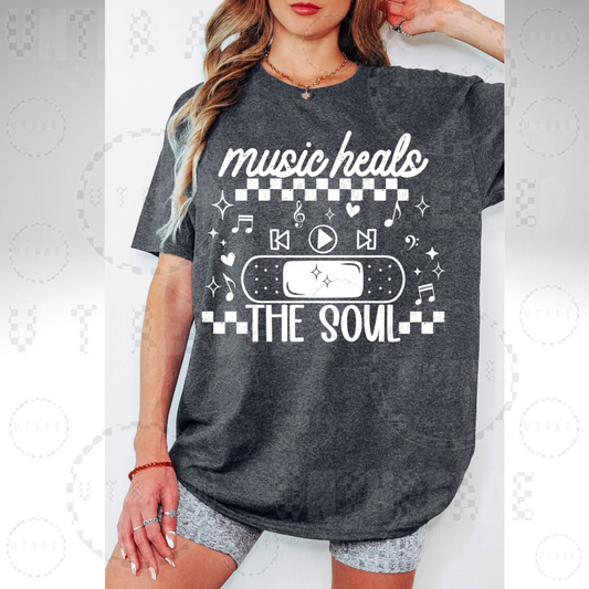 Music Heals The Soul Cute Womens Graphic T-Shirt