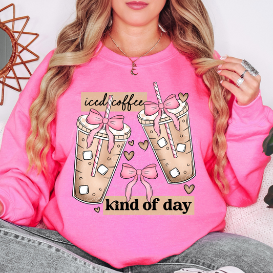 Iced Coffee Kinda Day Cute Women's Graphic Crewneck