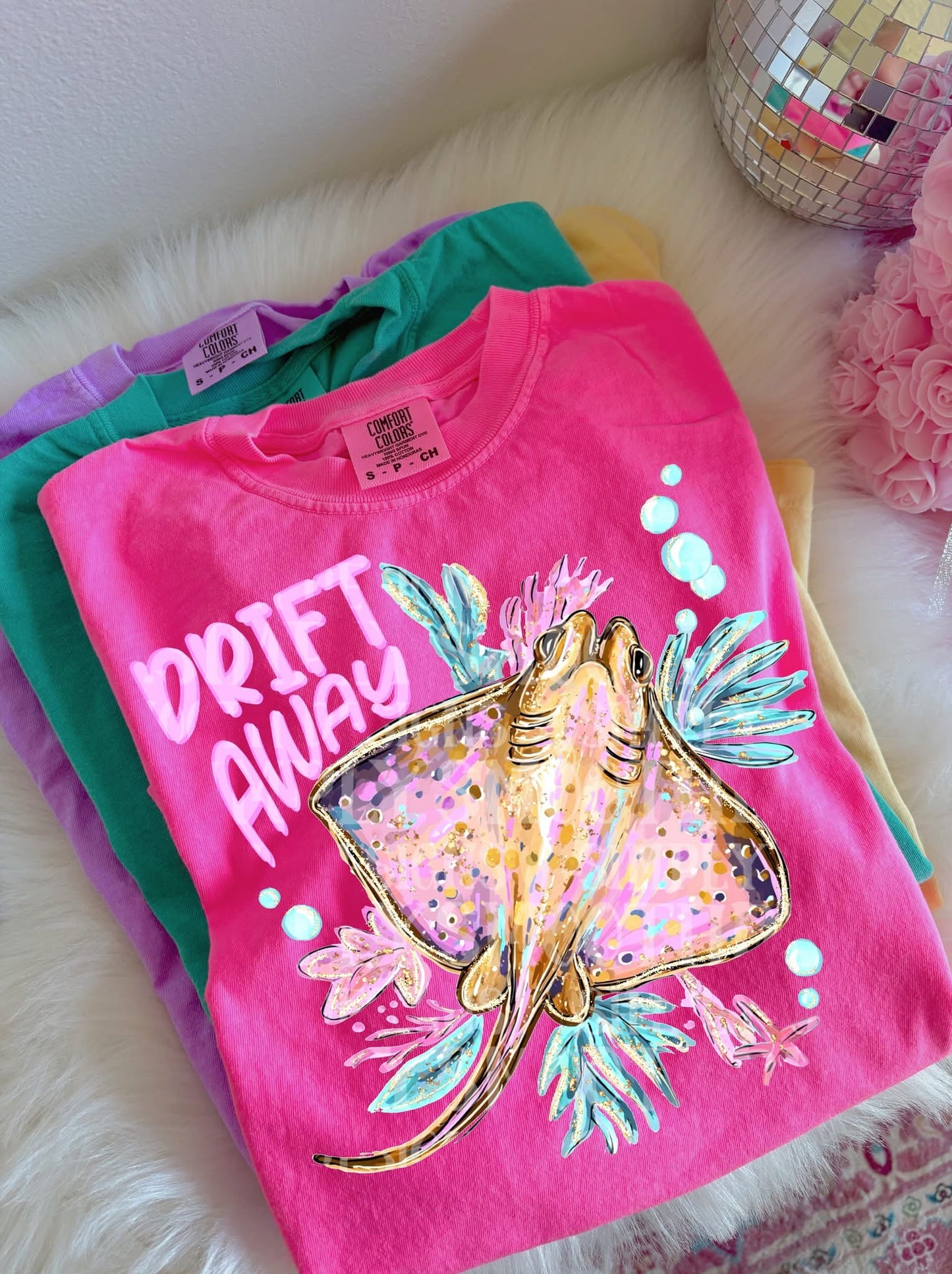 🩷 Drift Away Stingray Tee | Coastal Beach Graphic Shirt | Colorful Sea Life Summer Tee | Tropical Ocean Lover Gift | Cute Marine Animal Shirt 🌊✨