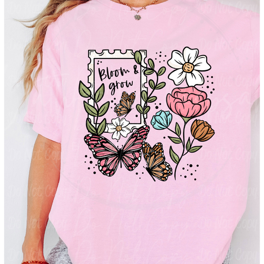 Bloom and Grow Spring Flowers Cute Women’s Graphic T-Shirt