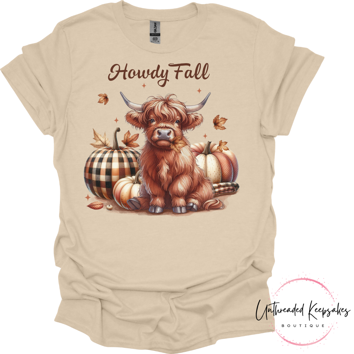 Howdy Fall Highland Cow Graphic T-Shirt