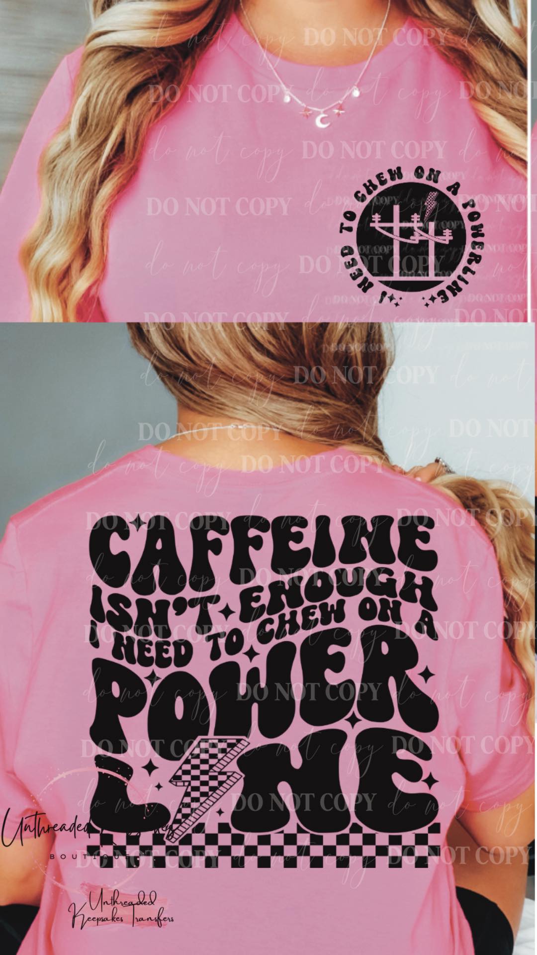 Caffeine Isnt Enough I Need To Chew on a PowerLine Cute Snarky Women’s Graphic T-Shirt