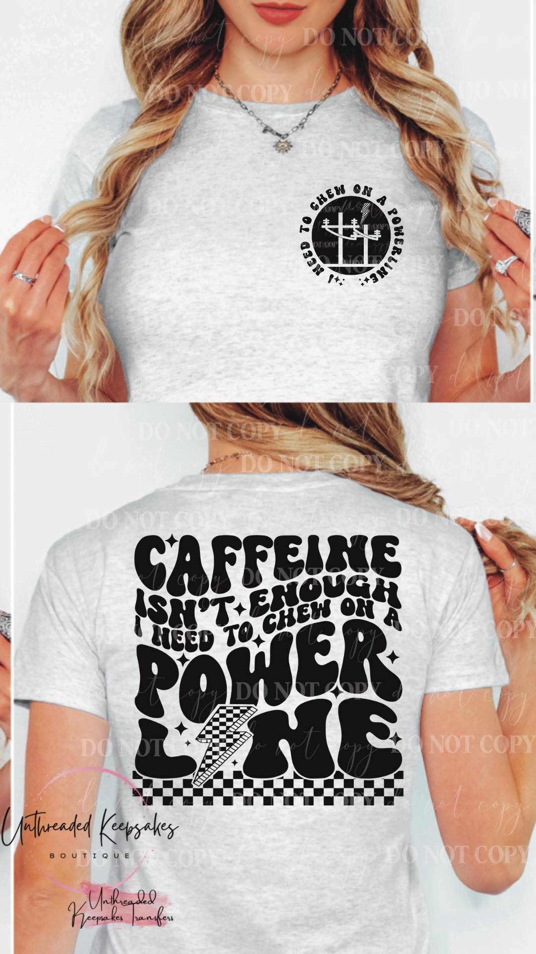 Caffeine Isnt Enough I Need To Chew on a PowerLine Cute Snarky Women’s Graphic T-Shirt