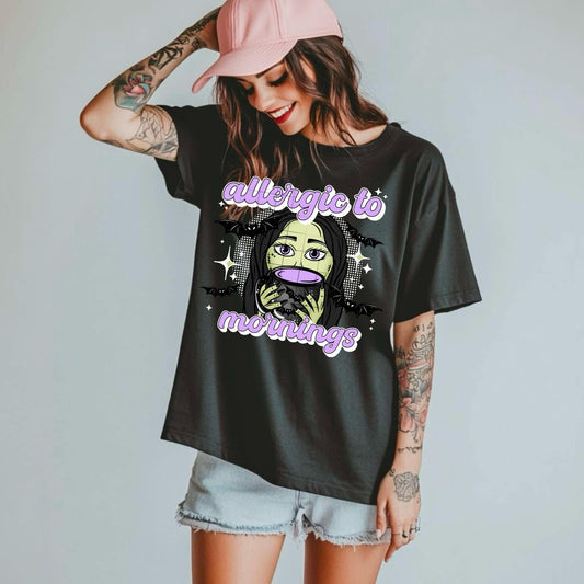 Allergic to Mornings Cute Womens Graphic T-Shirt