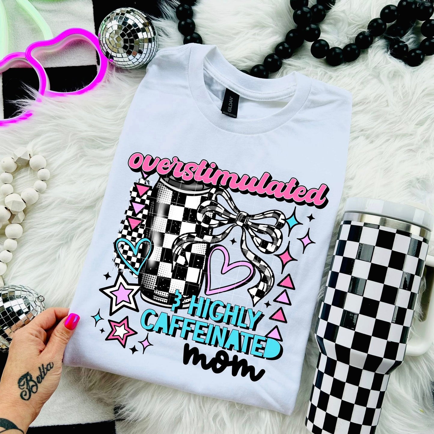Overstimulated Highly Caffeinated Mom Womens Graphic T-Shirt