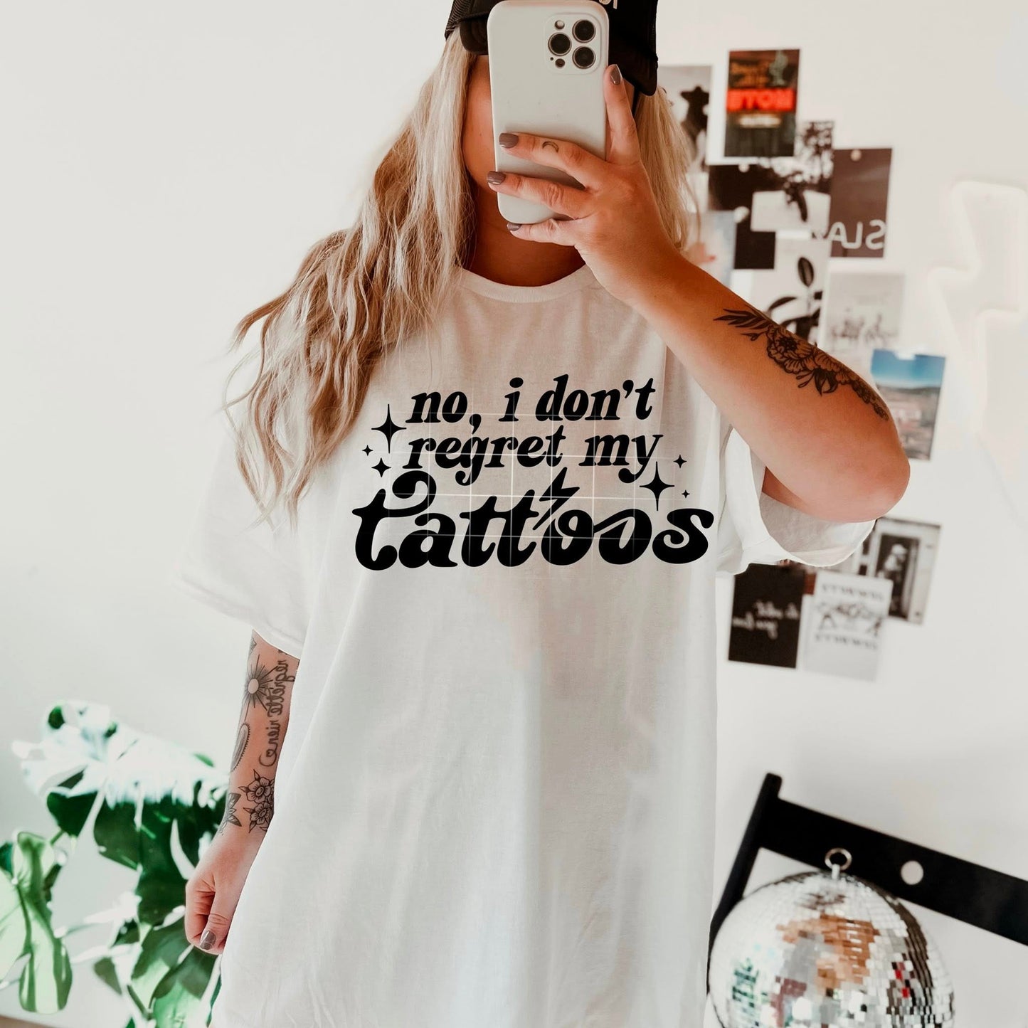 No I Don’t Regret My Tattoos T-Shirt – White Bold Graphic Inked Tee