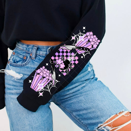Scary Movie Season Sweatshirt - Pink & Purple Horror Vibes