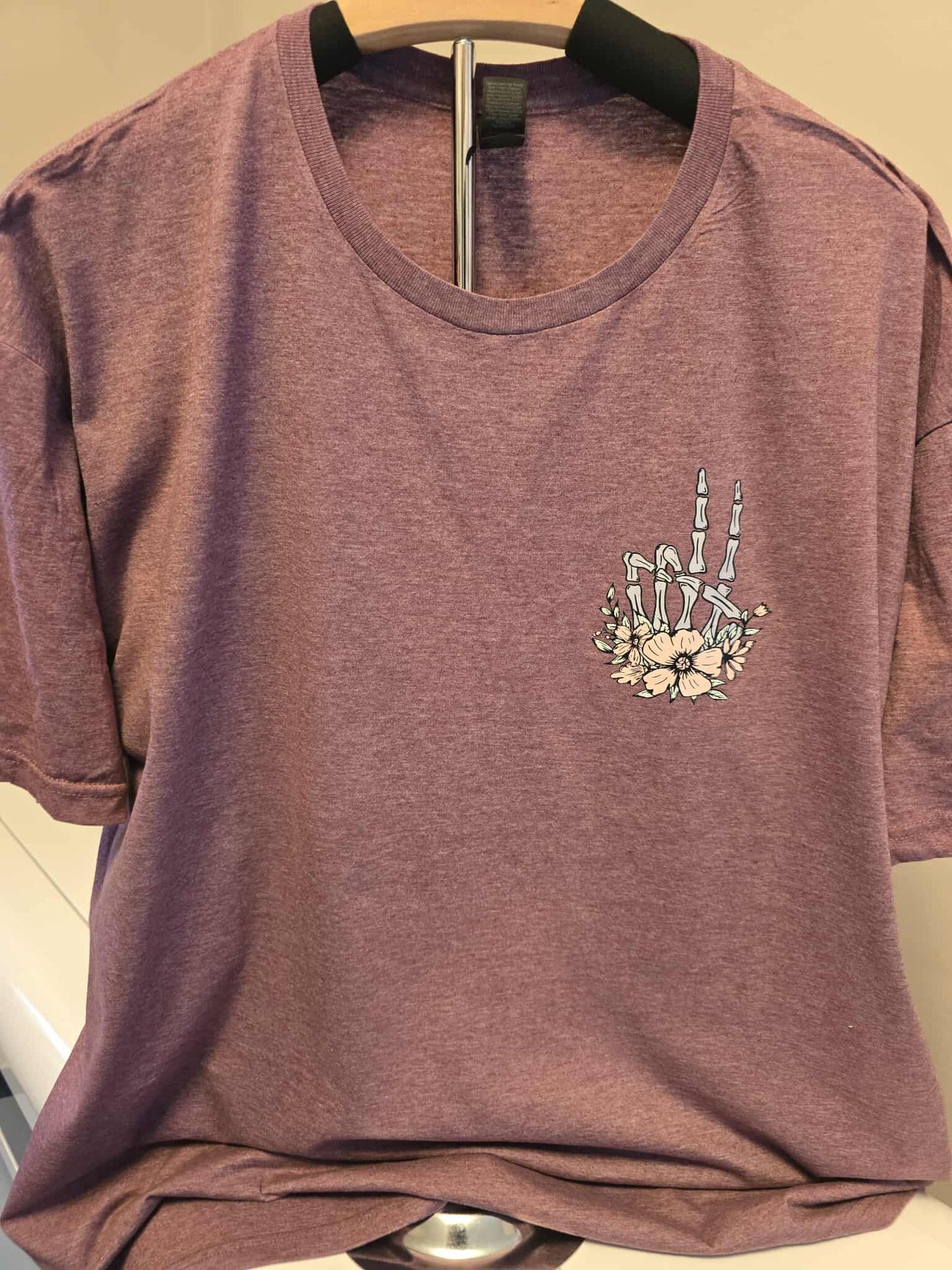 🕊️ Protect Your Peace T-Shirt – 2X – Floral Skeleton Hand Graphic Tee