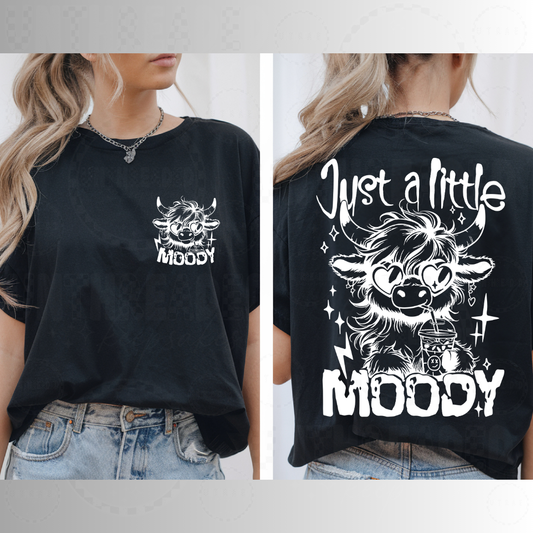 Just A Little Moody Highland Cow Women’s Graphic T-Shirt