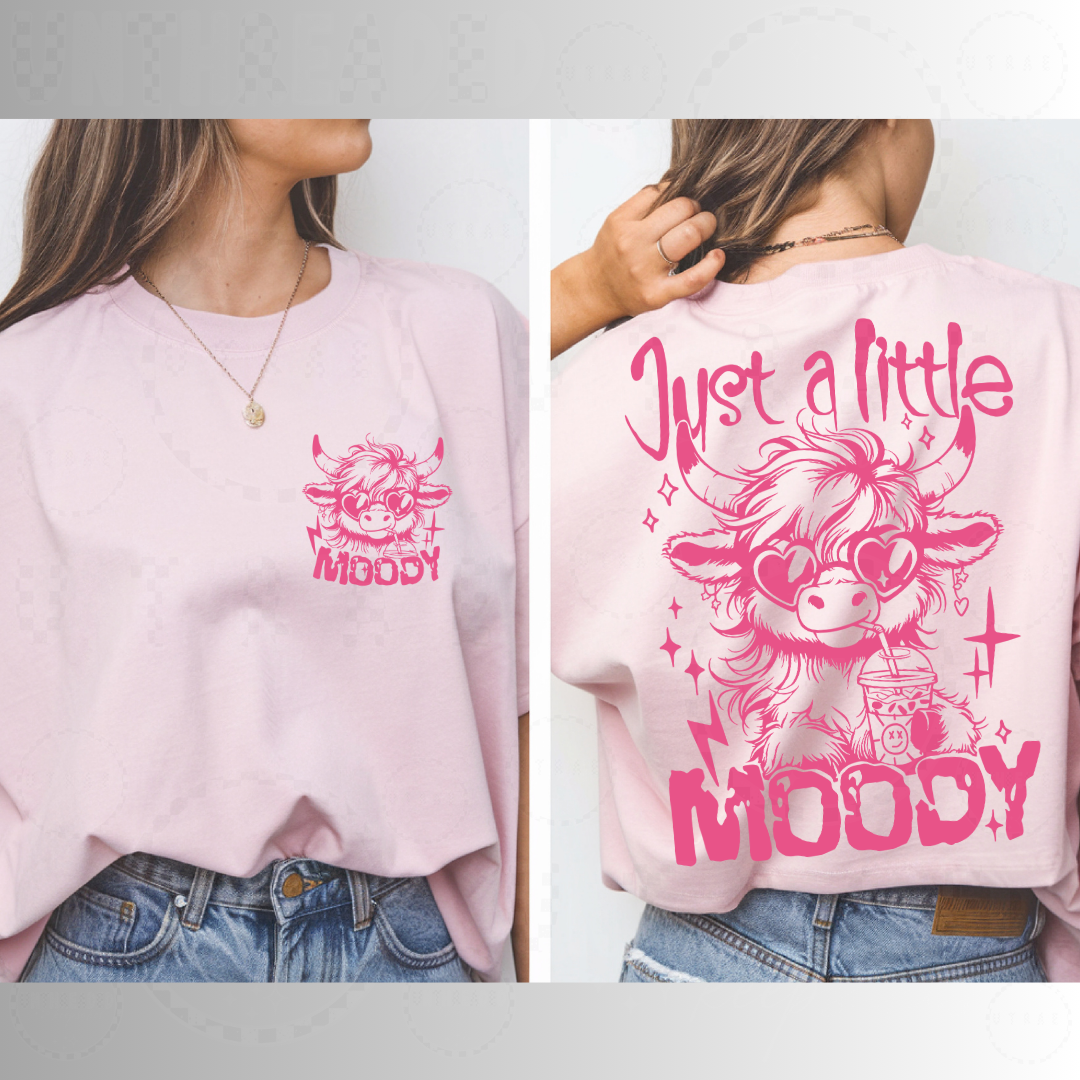 Just A Little Moody Highland Cow Women’s Graphic T-Shirt