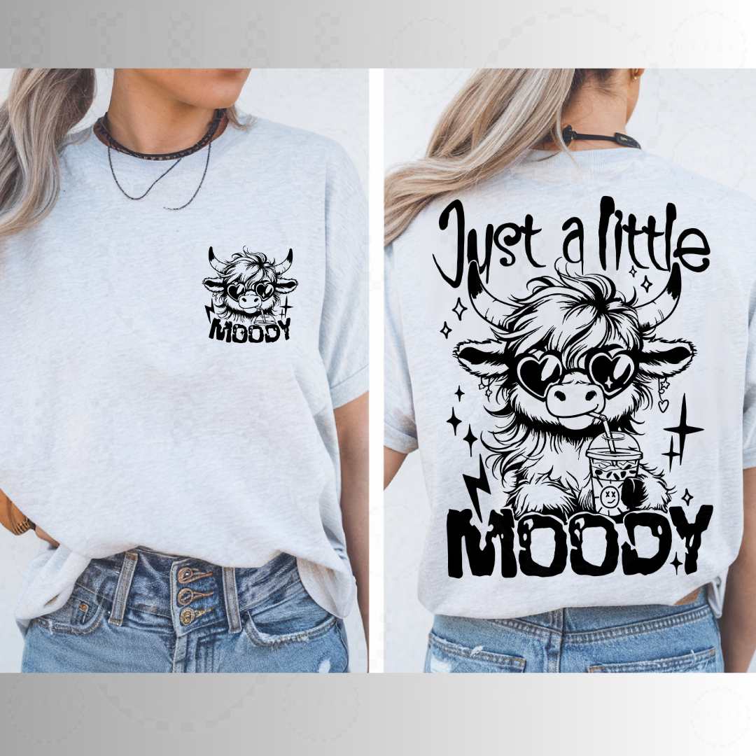 Just A Little Moody Highland Cow Women’s Graphic T-Shirt