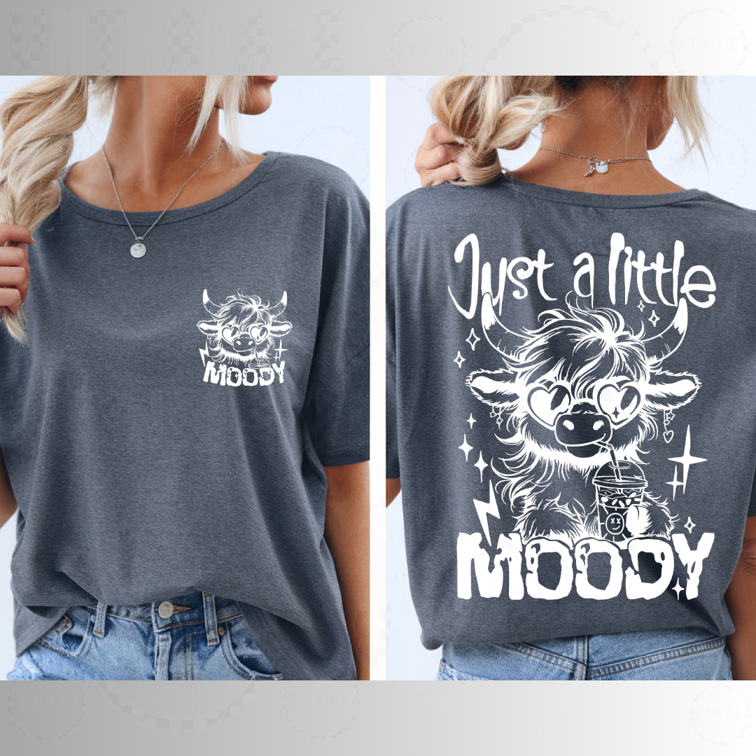 Just A Little Moody Highland Cow Women’s Graphic T-Shirt