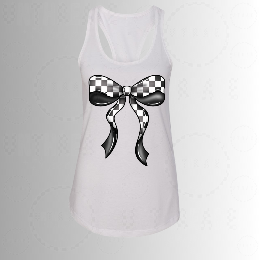 Checkered Flag Bow Cute Women’s Tank Top