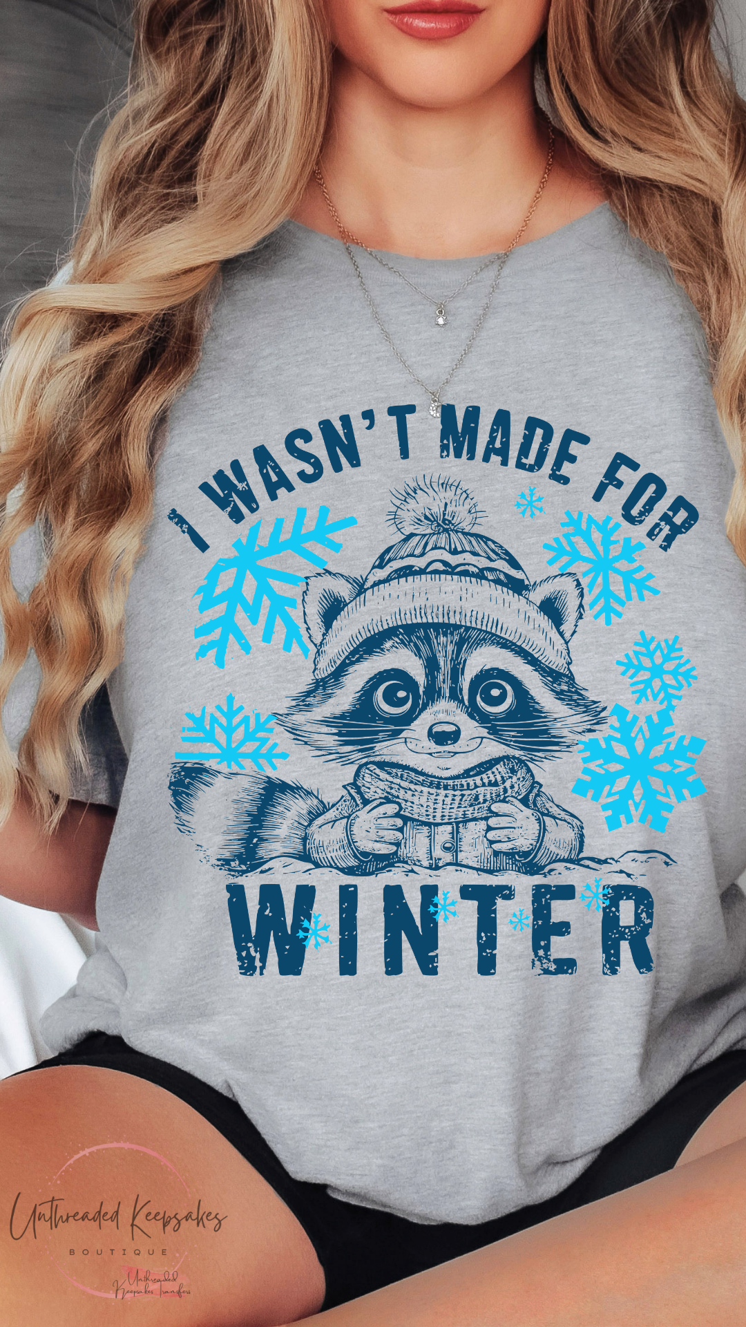 I Wasn't Made For WInter Raccoon Cute Womens Graphic T-Shirt