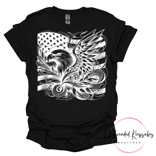 American Flag Eagle Graphic T-Shirt