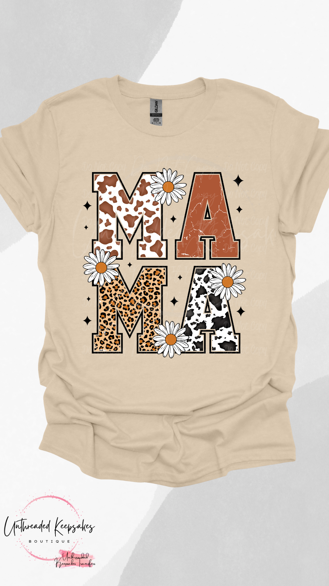 Mama Animal Print Flower Cute Graphic T-shirt