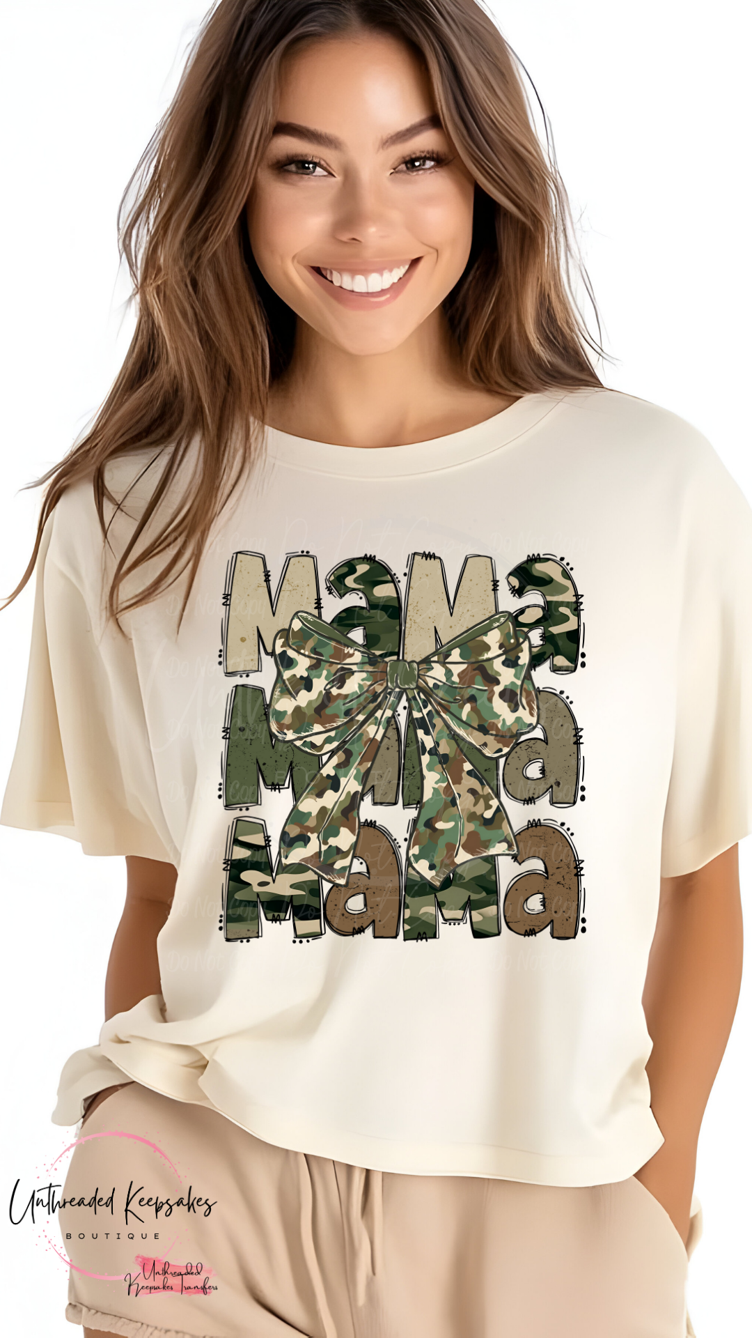 Mama Camo Bows Cute Graphic T-shirt