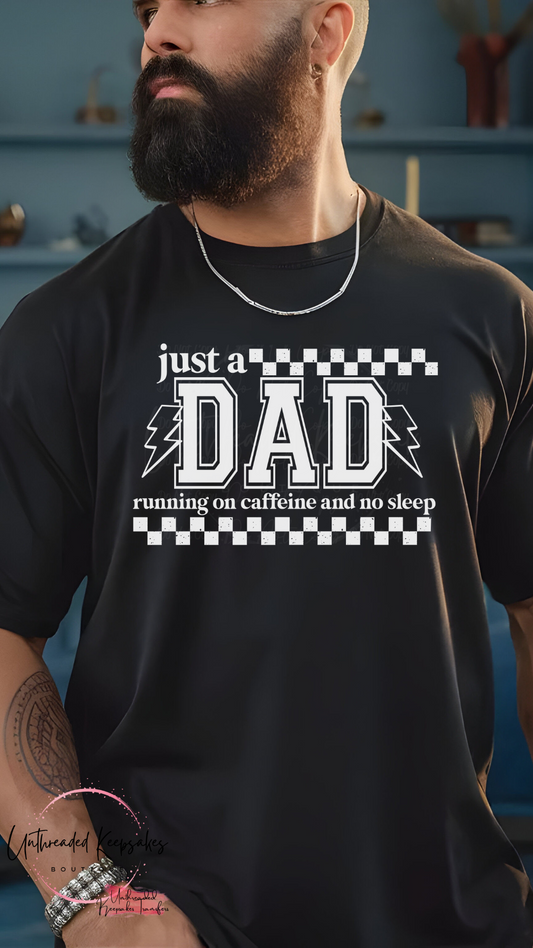Dad Checkered Running On Caffeine Mens Graphic T-shirt