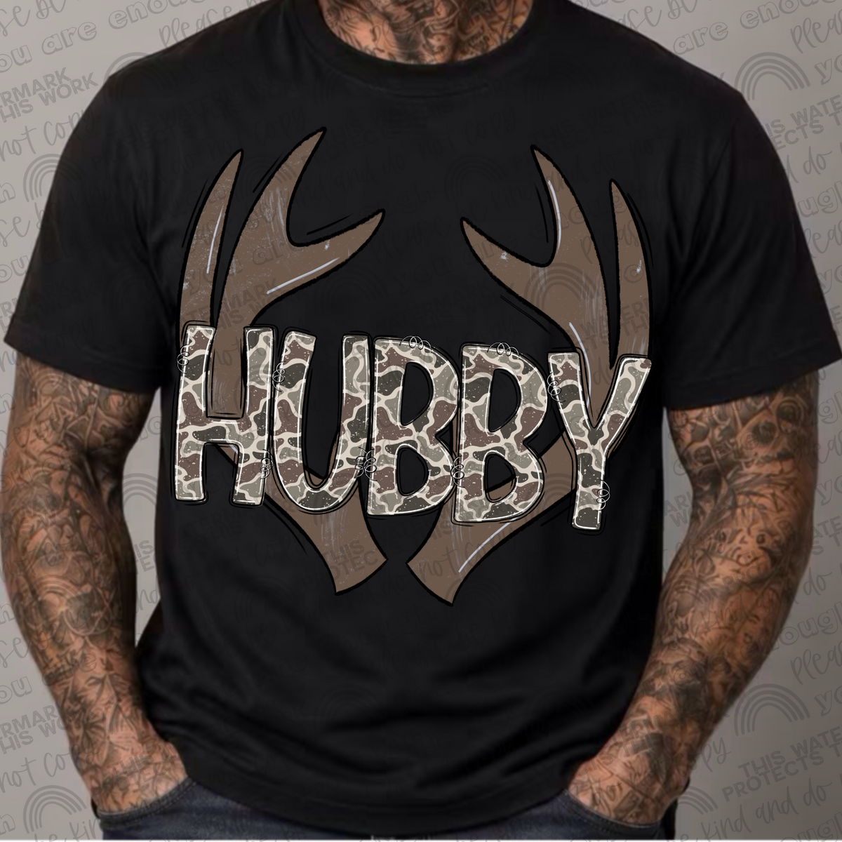 Hubby camo antler black shirt