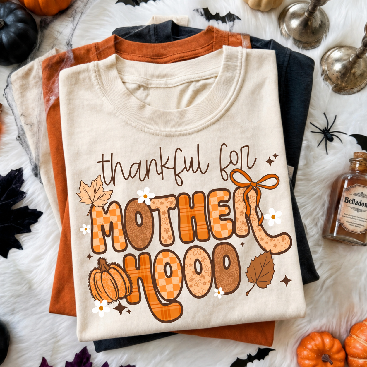 Thankful for Motherhood Graphic T-Shirt – Cute Fall Mama Tee