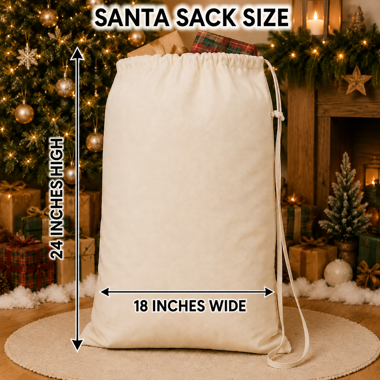 North Pole Express Delivery Christmas Santa Sack – 18" x 24" Cotton Canvas Gift Bag