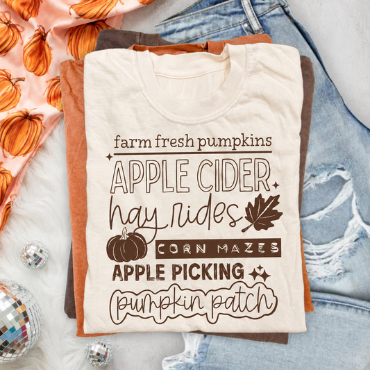 Farm Fresh Pumpkins Fall Bucket List Graphic T-Shirt – Autumn Tee
