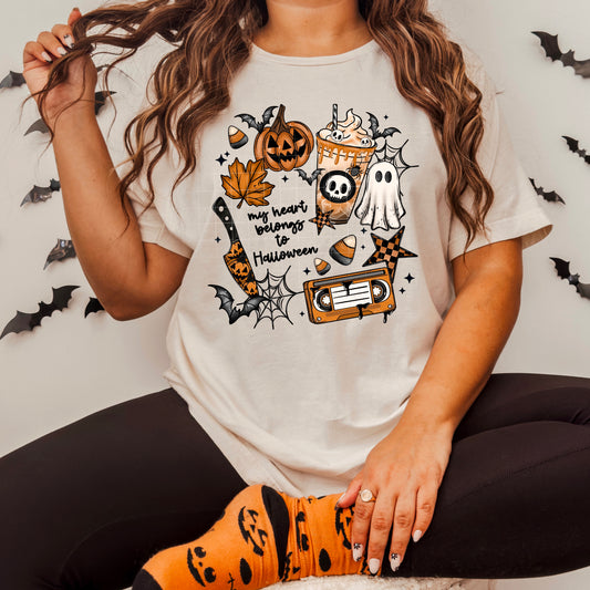 My Heart Belongs to Halloween T-Shirt β Spooky Cute Fall Graphic Tee